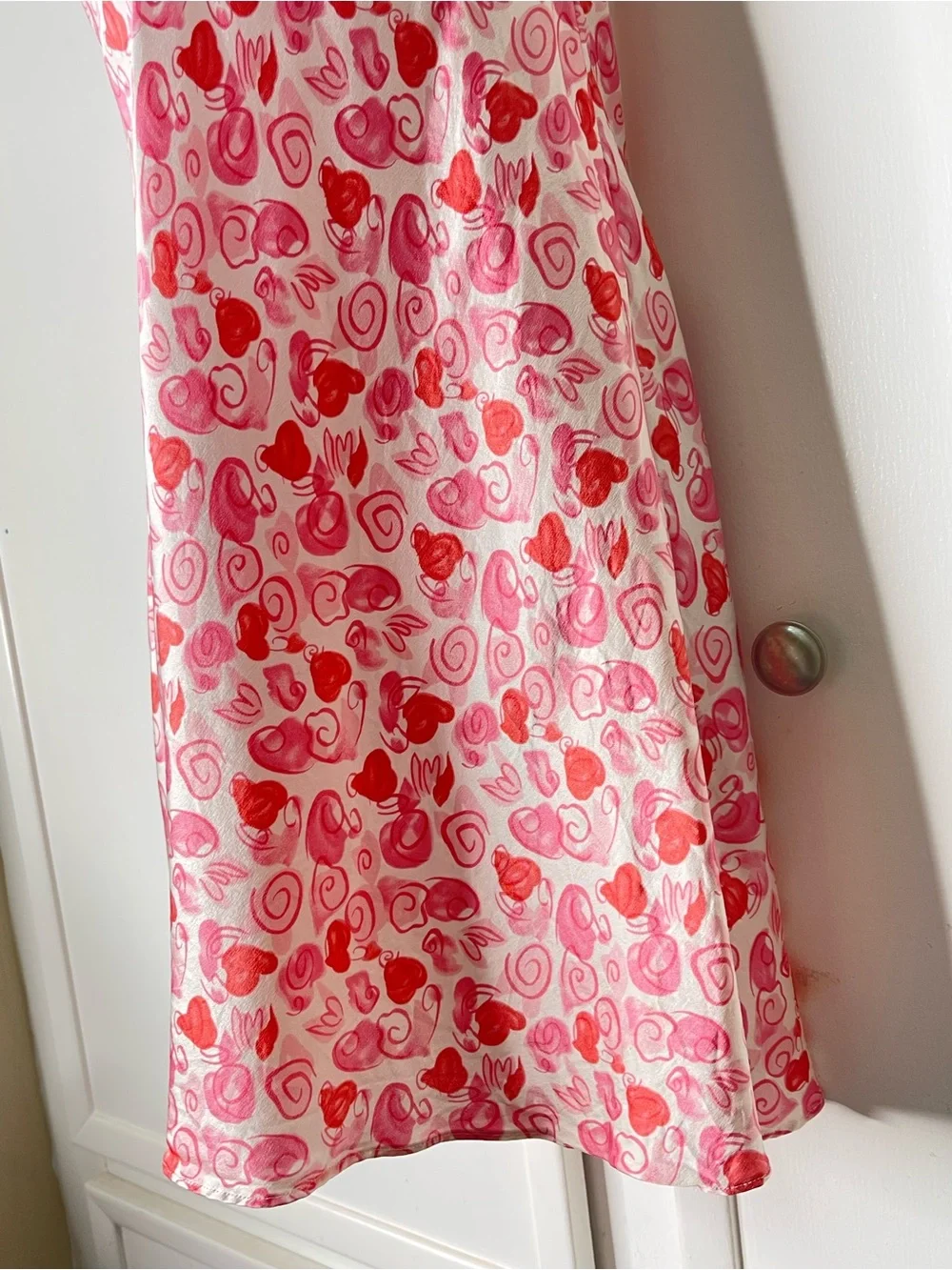 VTG 80s 90s Valentino Intimo Silk 2pc Chemise Robe Set Pink Red Heart Size P